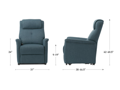 blue Power Lift Recliner Ashley Collection measurements diagram by CorLiving#color_blue