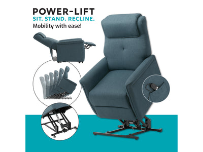blue Power Lift Recliner Ashley Collection infographic by CorLiving#color_blue