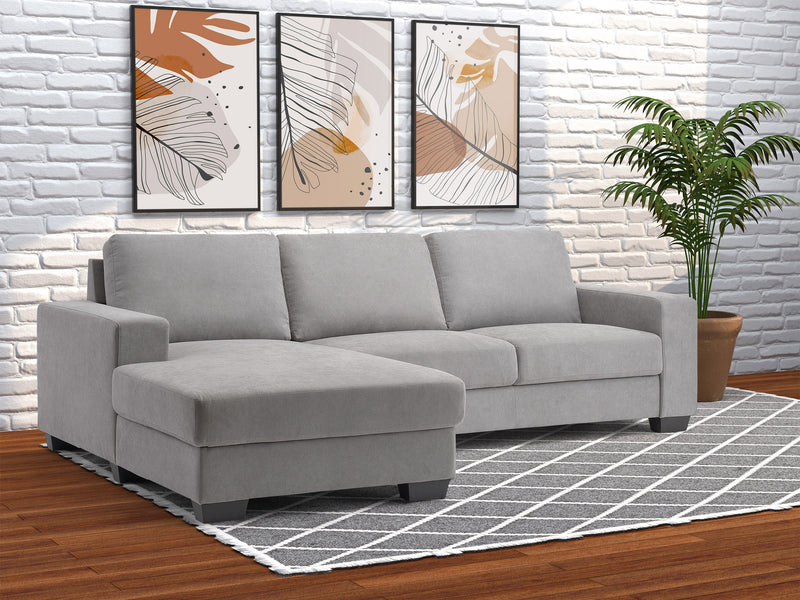 light grey Wide Sectional Couch, Right Facing Lyon collection lifestyle scene by CorLiving