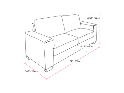 light grey 3 Seater Sofa Lyon collection measurements diagram by CorLiving#color_light-grey