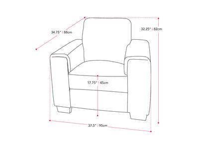 dark grey Grey Accent Chair Lyon Collection measurements diagram by CorLiving#color_lyon-dark-grey