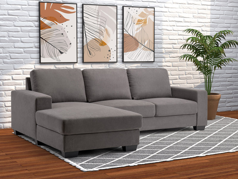 dark grey Wide Sectional Couch, Right Facing Lyon collection lifestyle scene by CorLiving