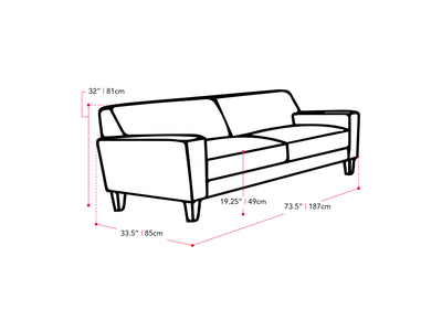 beige 3 Seater Sofa Ari collection measurements diagram by CorLiving#color_beige