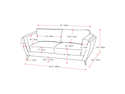 light grey 3 Seater Sofa Lansing Collection measurements diagram by CorLiving#color_lansing-light-grey