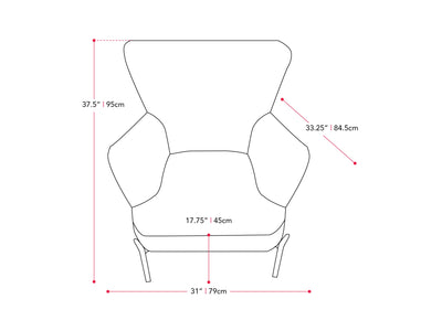 blue Modern Wingback Chair Eliana Collection measurements diagram by CorLiving#color_eliana-blue