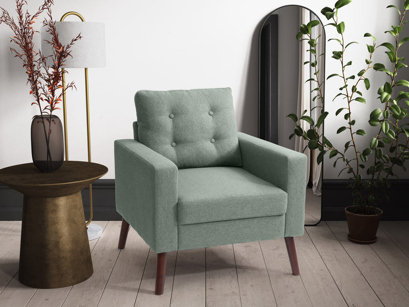 green Tufted Accent Chair Lyla Collection lifestyle scene by CorLiving