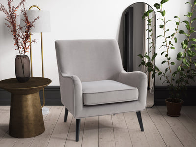 grey Velvet Accent Chair Isla Collection lifestyle scene by CorLiving#color_isla-grey