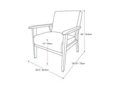 charcoal brown Wood Armchair Greyson Collection measurements diagram by CorLiving#color_greyson-brown