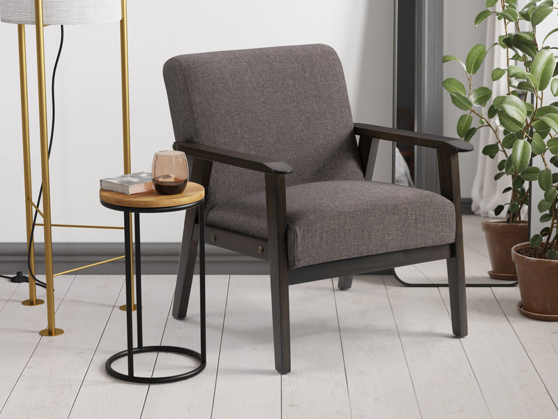 charcoal brown Wood Armchair Greyson Collection lifestyle scene by CorLiving