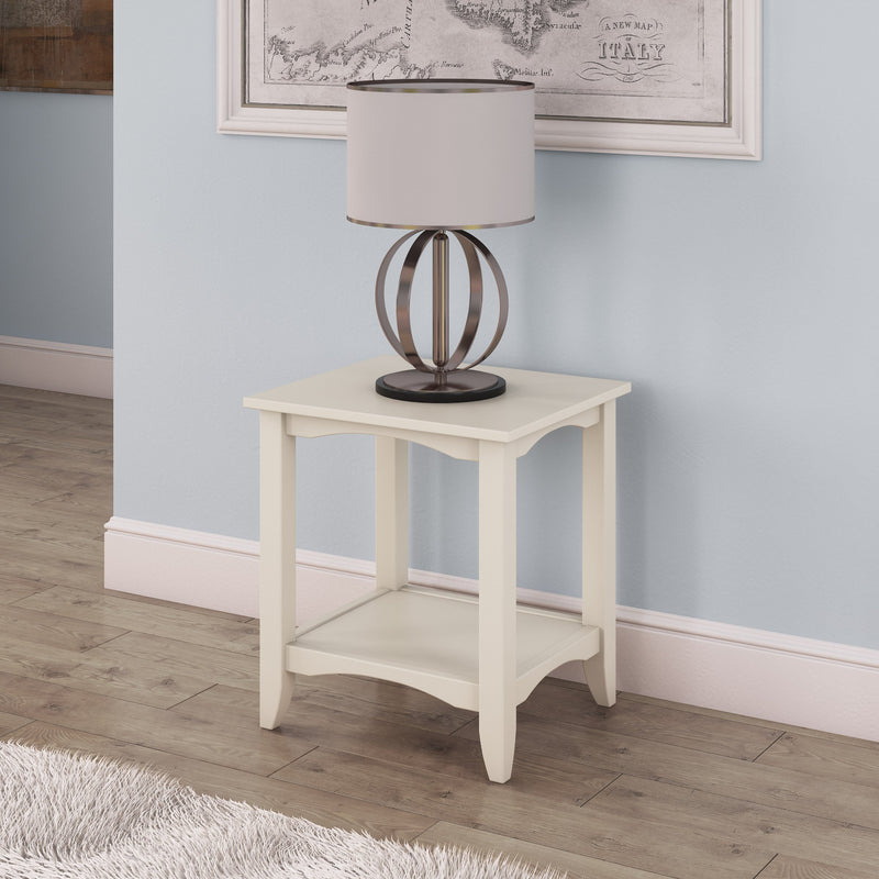 antique white Two Tier End Table Cambridge Collection lifestyle scene by CorLiving