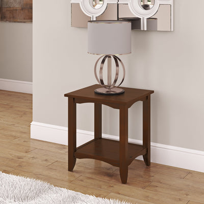 cappuccino Two Tier End Table Cambridge Collection lifestyle scene by CorLiving#color_cappuccino