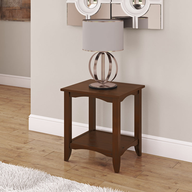 cappuccino Two Tier End Table Cambridge Collection lifestyle scene by CorLiving