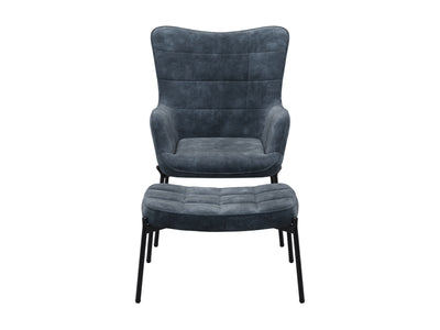 teal Velvet Accent Chair with Stool Charlotte Collection product image by CorLiving#color_charlotte-dark-teal