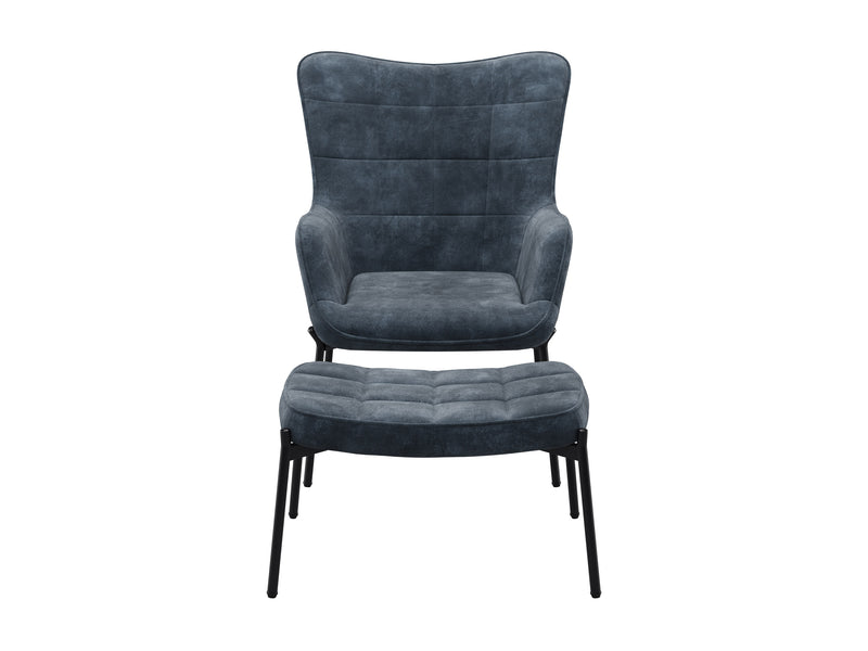teal Velvet Accent Chair with Stool Charlotte Collection product image by CorLiving