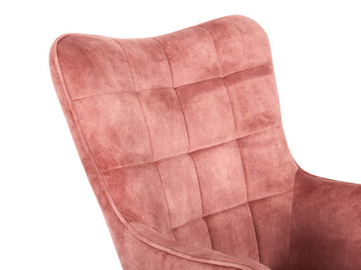 pink Velvet Accent Chair with Stool Charlotte Collection detail image by CorLiving#color_charlotte-salmon-pink