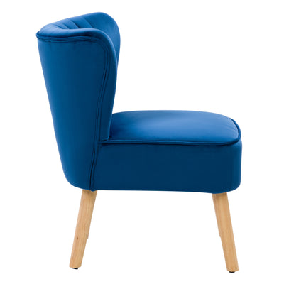blue Velvet Accent Chair Lynwood Collection product image by CorLiving#color_blue