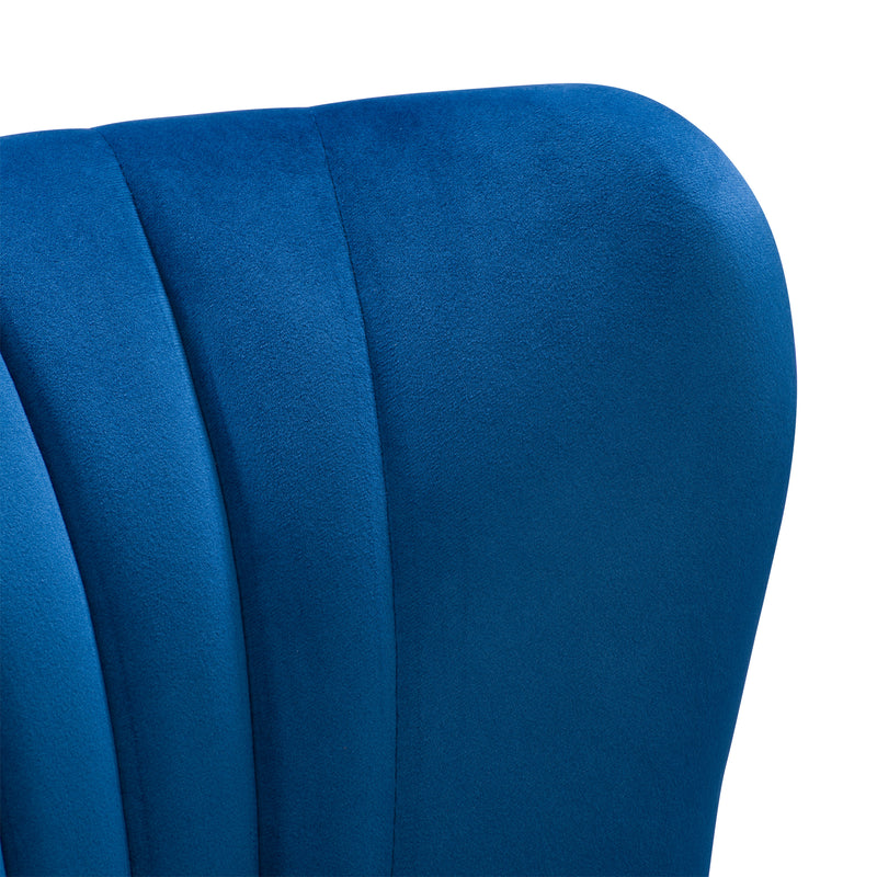 blue Velvet Accent Chair with pouf Lynwood Collection detail image by CorLiving