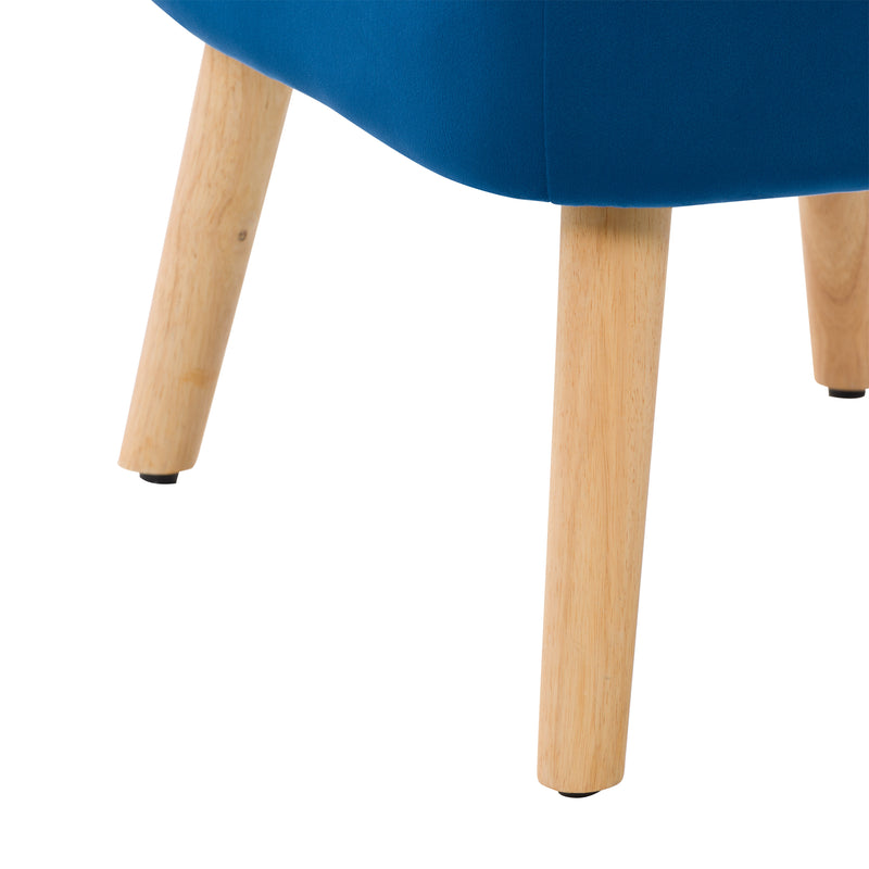 blue Velvet Accent Chair with pouf Lynwood Collection detail image by CorLiving