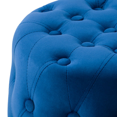 blue Velvet Accent Chair with pouf Lynwood Collection detail image by CorLiving#color_blue