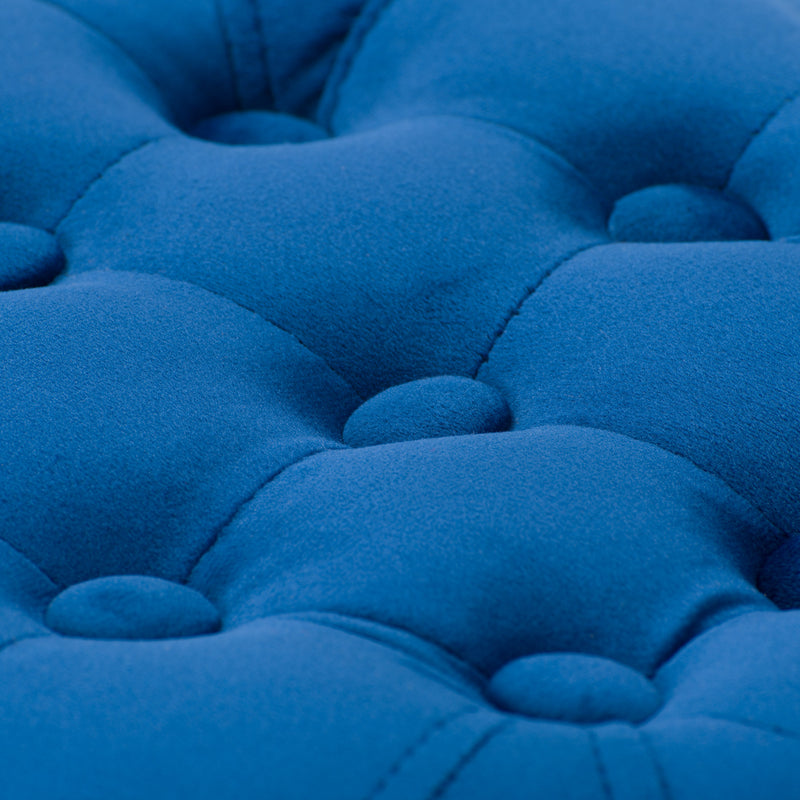 blue Velvet Accent Chair with pouf Lynwood Collection detail image by CorLiving