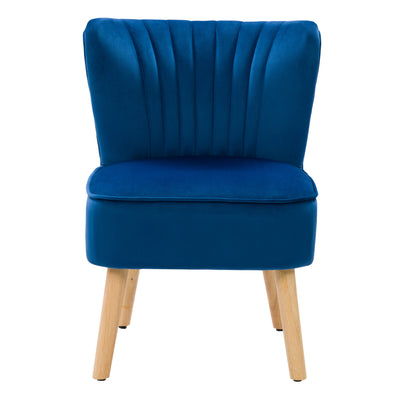 blue Velvet Accent Chair with pouf Lynwood Collection product image by CorLiving#color_blue