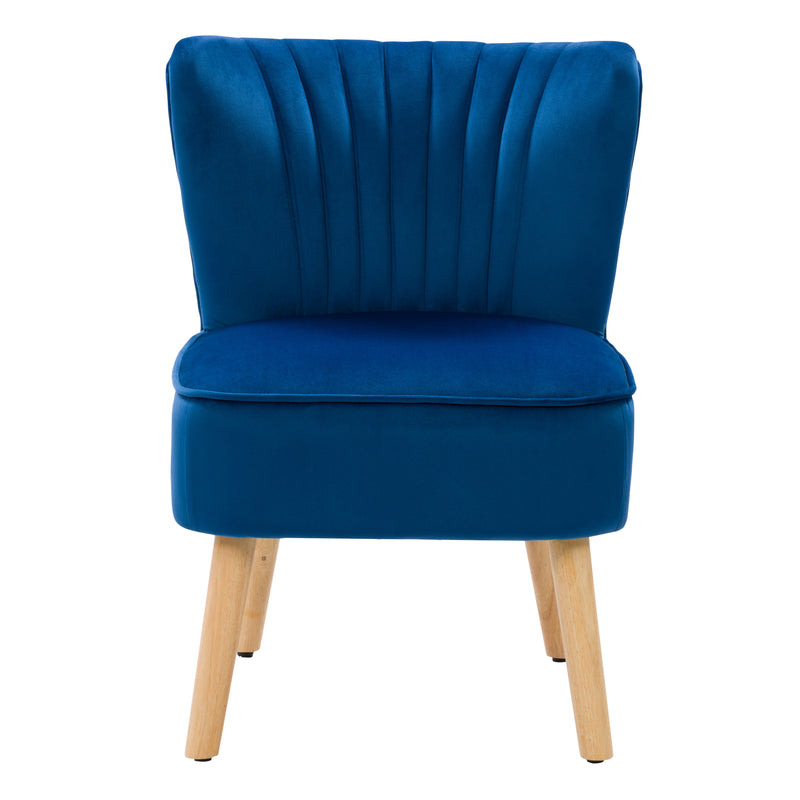 blue Velvet Accent Chair with pouf Lynwood Collection product image by CorLiving