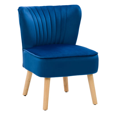blue Velvet Accent Chair with pouf Lynwood Collection product image by CorLiving#color_blue