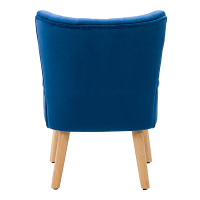 blue Velvet Accent Chair with pouf Lynwood Collection product image by CorLiving#color_blue