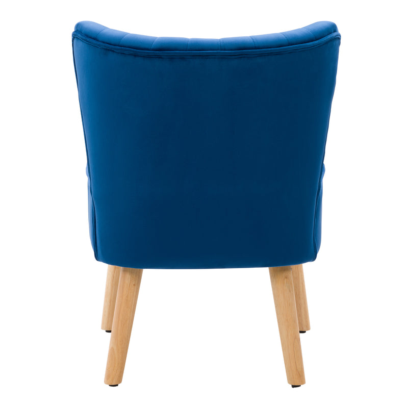 blue Velvet Accent Chair with pouf Lynwood Collection product image by CorLiving