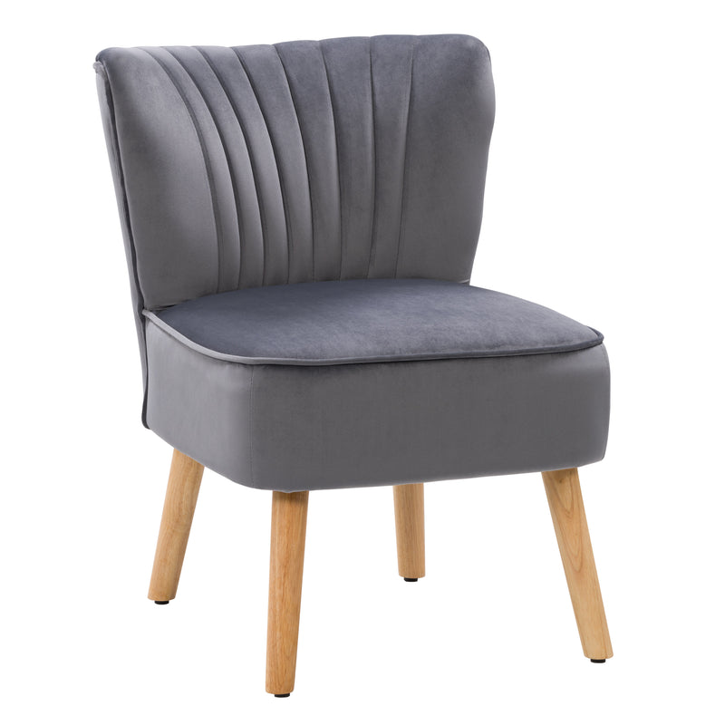 grey Velvet Accent Chair Lynwood Collection product image by CorLiving