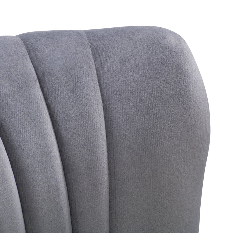 grey Velvet Accent Chair with pouf Lynwood Collection detail image by CorLiving