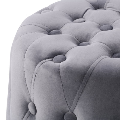 grey Velvet Accent Chair with pouf Lynwood Collection detail image by CorLiving#color_grey