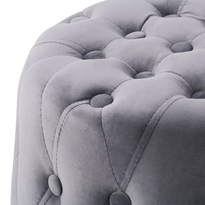 grey Velvet Accent Chair with pouf Lynwood Collection detail image by CorLiving