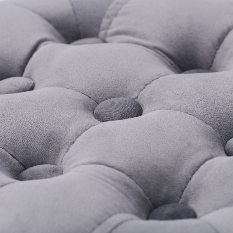 grey Velvet Accent Chair with pouf Lynwood Collection detail image by CorLiving