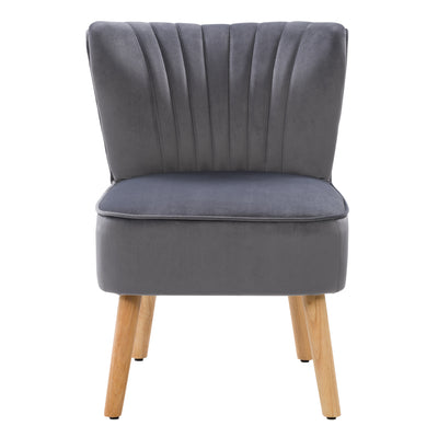 grey Velvet Accent Chair with pouf Lynwood Collection product image by CorLiving#color_grey