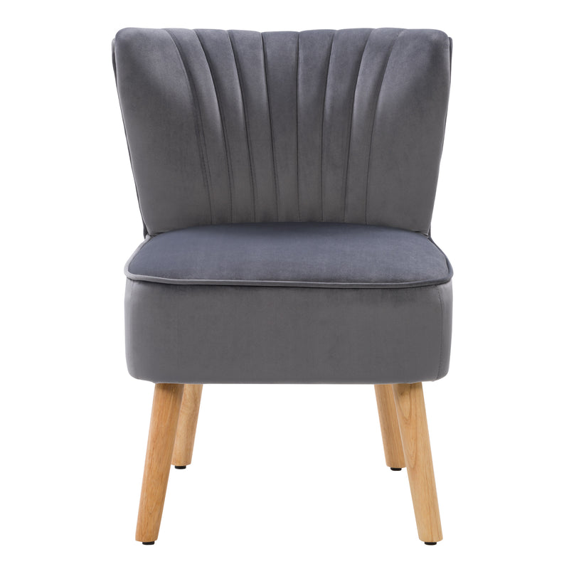 grey Velvet Accent Chair with pouf Lynwood Collection product image by CorLiving