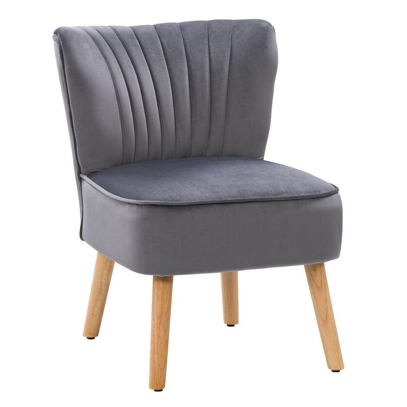 grey Velvet Accent Chair with pouf Lynwood Collection product image by CorLiving