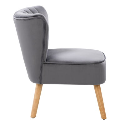 grey Velvet Accent Chair with pouf Lynwood Collection product image by CorLiving#color_grey