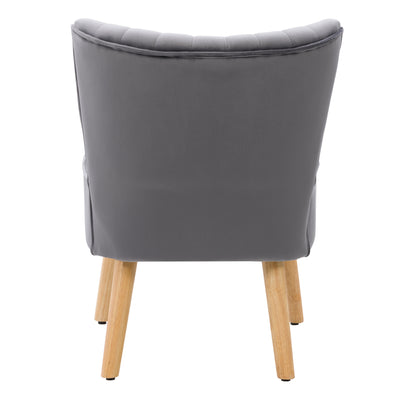 grey Velvet Accent Chair with pouf Lynwood Collection product image by CorLiving#color_grey