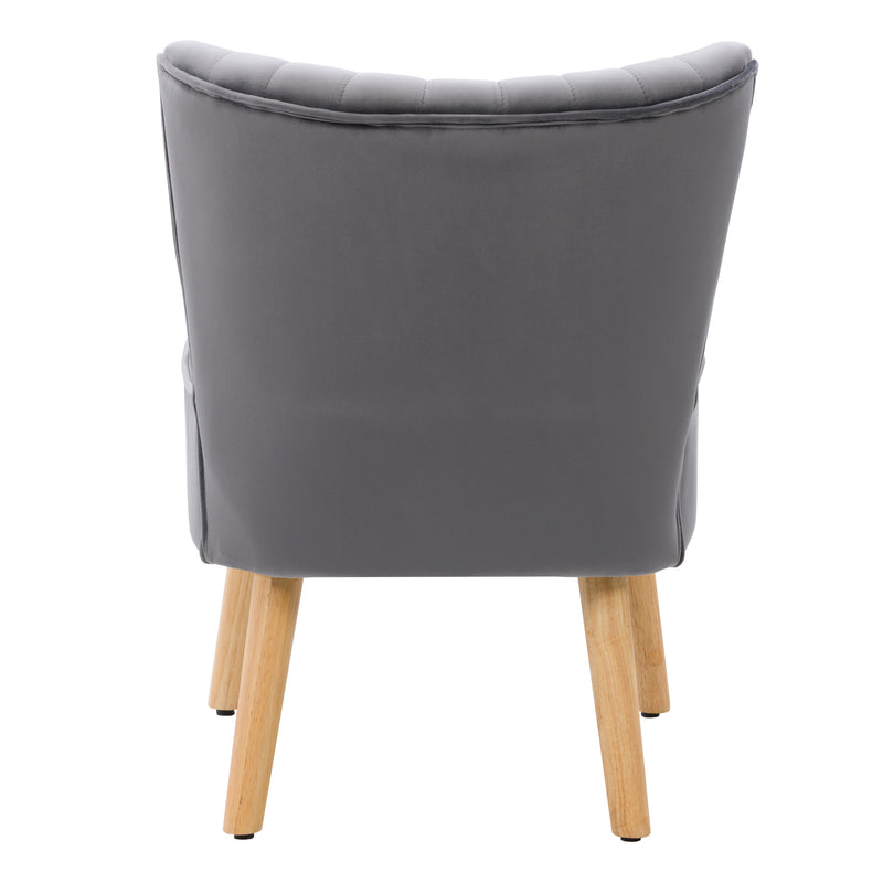 grey Velvet Accent Chair with pouf Lynwood Collection product image by CorLiving