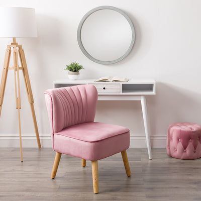 pink Velvet Accent Chair Lynwood Collection lifestyle scene by CorLiving#color_pink
