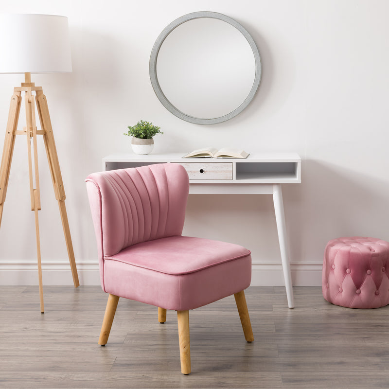 pink Velvet Accent Chair Lynwood Collection lifestyle scene by CorLiving