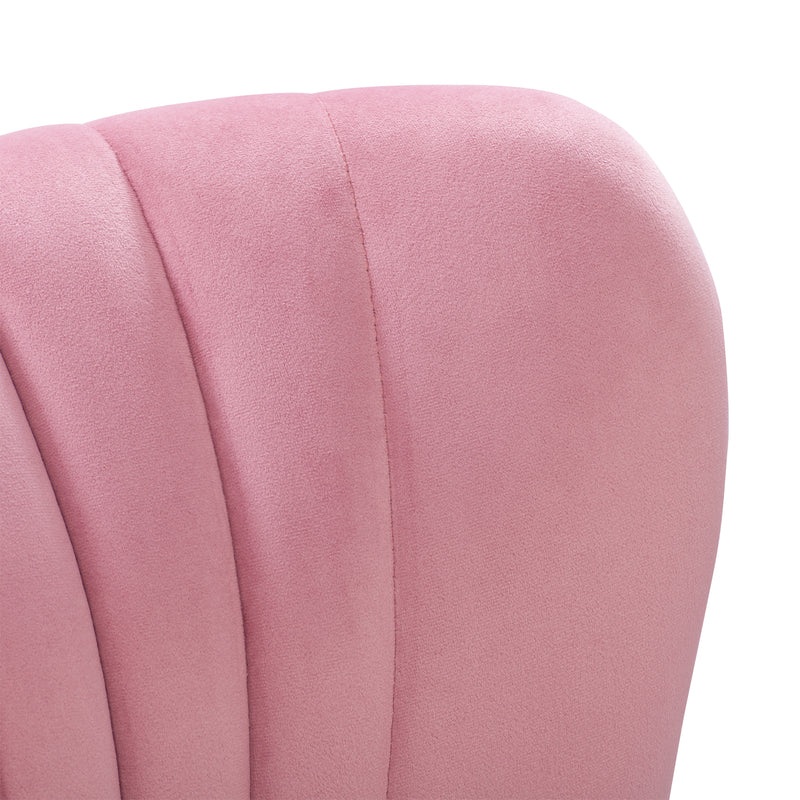 pink Velvet Accent Chair with pouf Lynwood Collection detail image by CorLiving