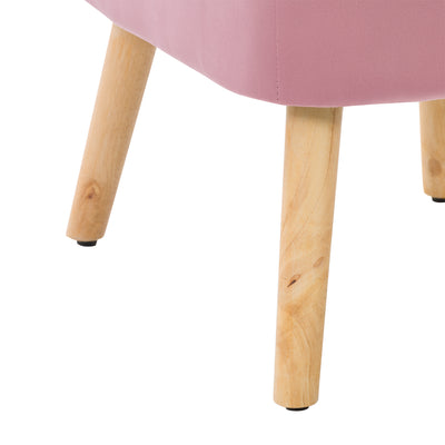 pink Velvet Accent Chair with pouf Lynwood Collection detail image by CorLiving#color_pink