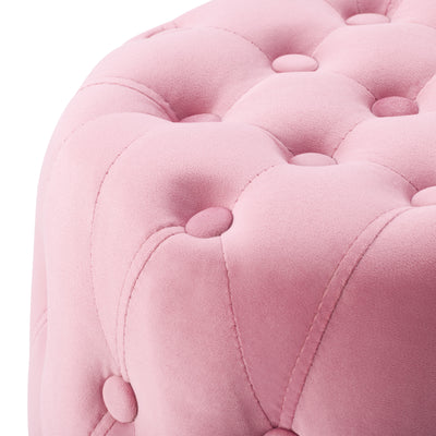 pink Velvet Accent Chair with pouf Lynwood Collection detail image by CorLiving#color_pink