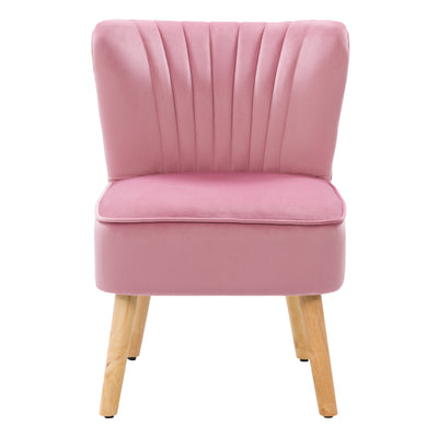 pink Velvet Accent Chair with pouf Lynwood Collection product image by CorLiving#color_pink