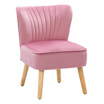 pink Velvet Accent Chair with pouf Lynwood Collection product image by CorLiving#color_pink