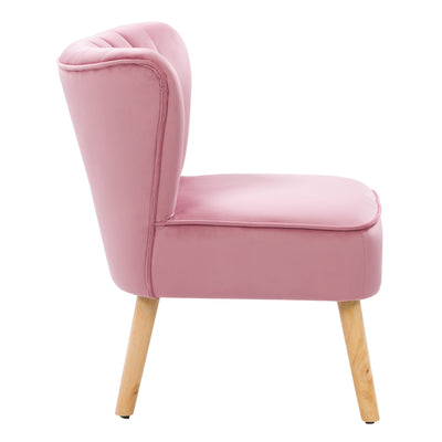 pink Velvet Accent Chair with pouf Lynwood Collection product image by CorLiving#color_pink