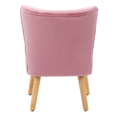 pink Velvet Accent Chair with pouf Lynwood Collection product image by CorLiving#color_pink
