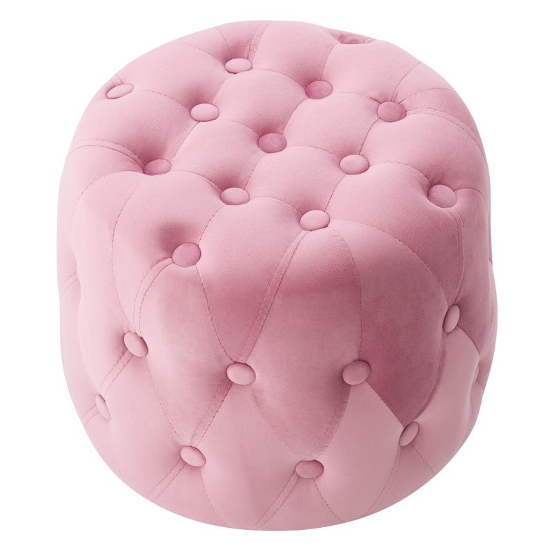 pink Velvet Accent Chair with pouf Lynwood Collection product image by CorLiving